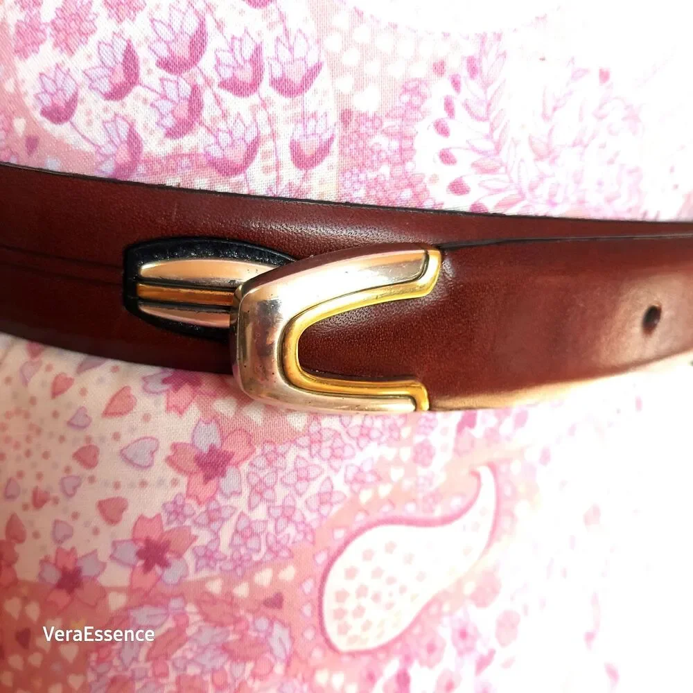NEW Onyx by Brighton Ranger Belt Mens Size 38 Brown Italian Calfskin VTG